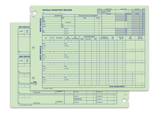 Vehicle Inventory Record - A-532 - Qty. 50