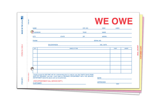 We Owe - SA-1506-3 - 3 Part - Qty: 100